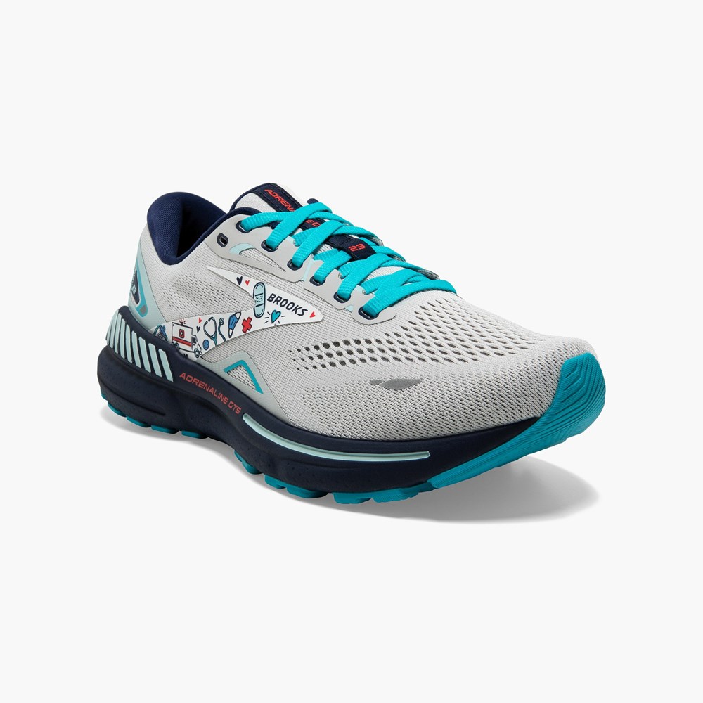 Chaussure Running Brooks Adrenaline GTS 23 Grise Bleu Rouge Femme | AJG-2084903